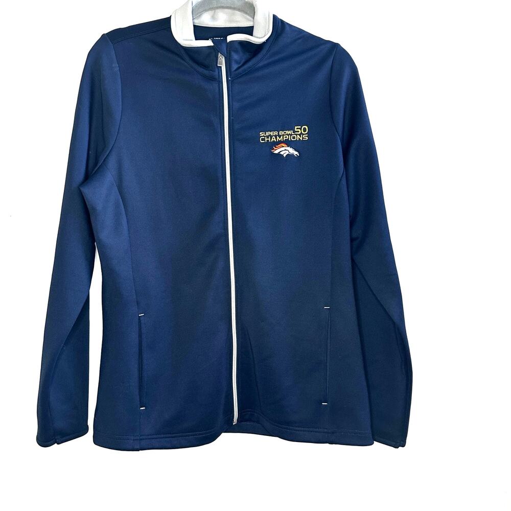 Antigua Denver Broncos Super Bowl 50 Jacket Womens Large Blue Zip NFL